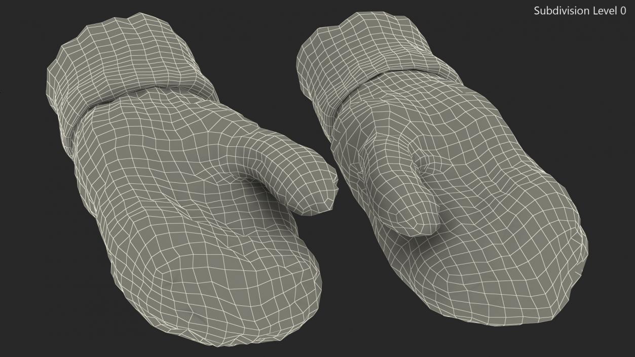 3D model Pair of Blue Wool Mittens