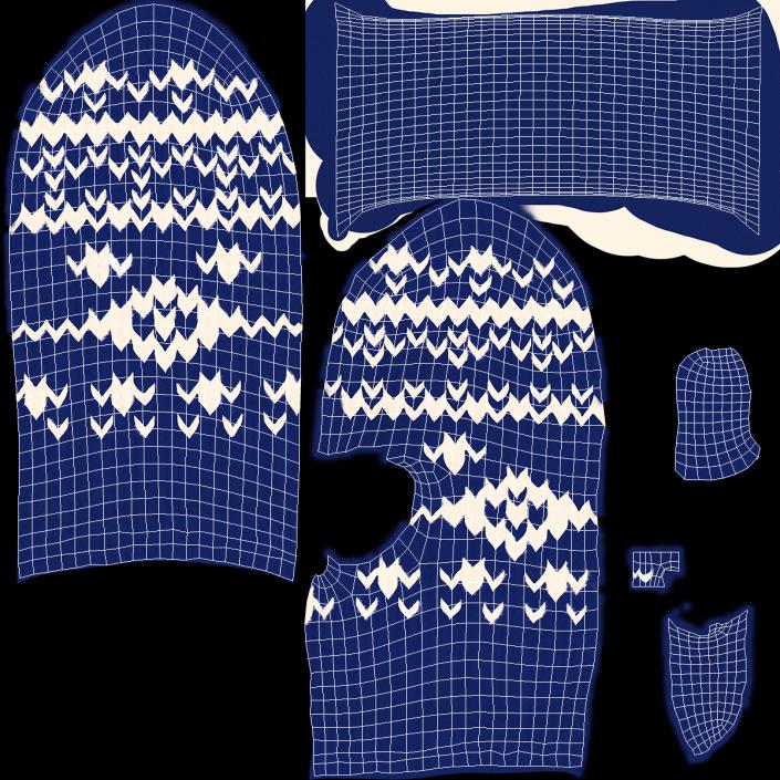 3D model Pair of Blue Wool Mittens