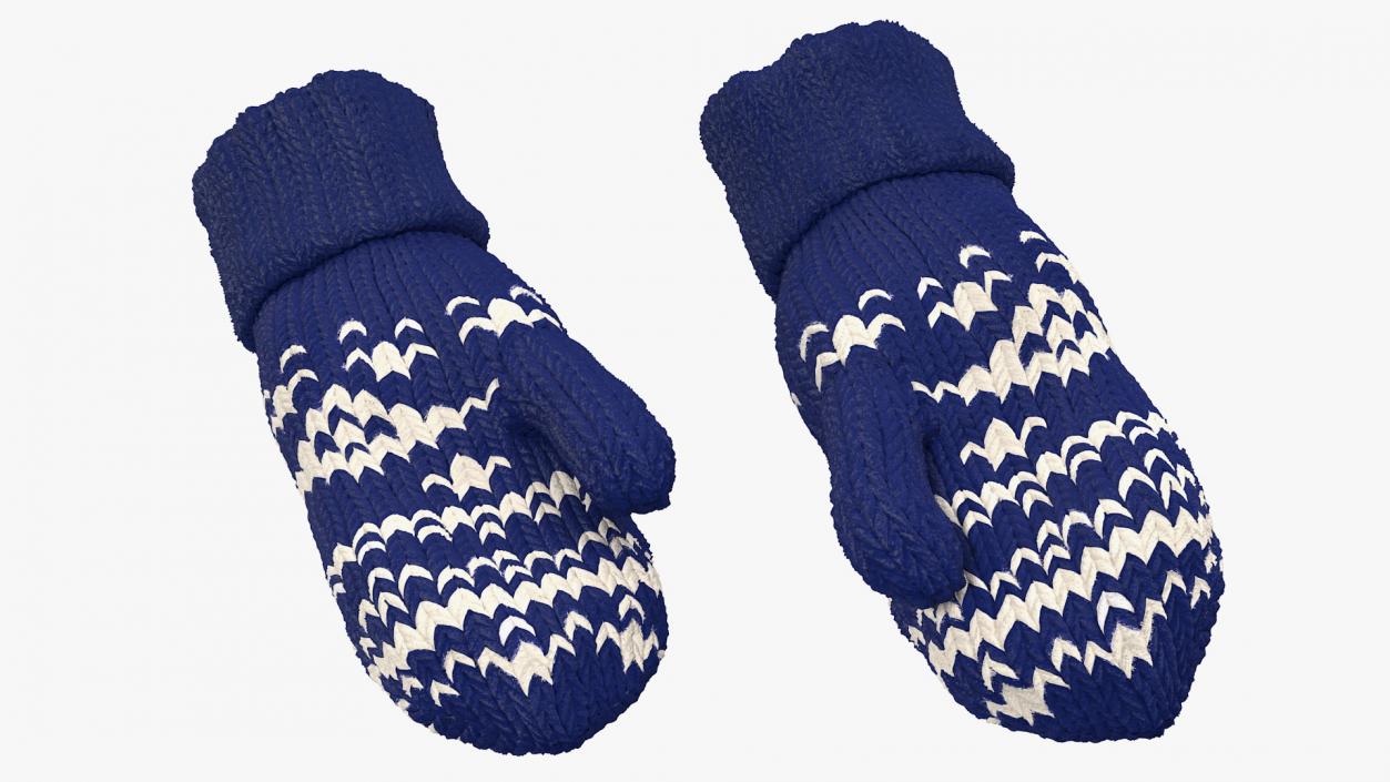 3D model Pair of Blue Wool Mittens