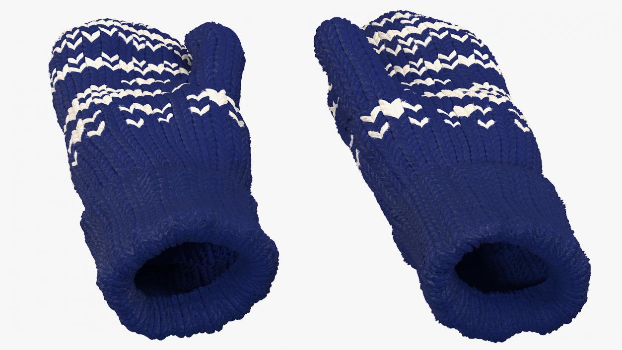 3D model Pair of Blue Wool Mittens