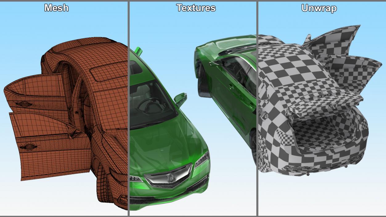 Acura TLX Luxury Sedan Rigged 3D model