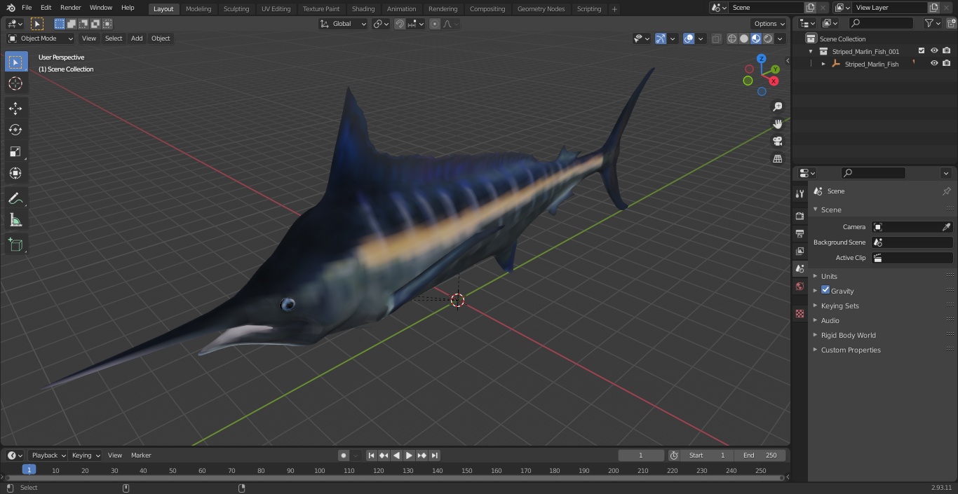 Striped Marlin Fish 3D model