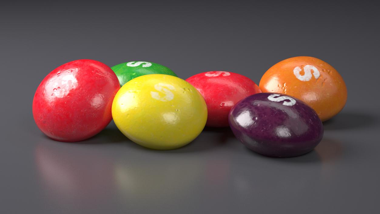 3D Multicolored Skittles Candies 2