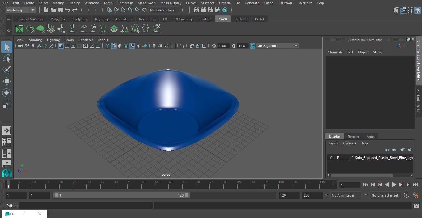 3D model Solo Squared Plastic Bowl Blue