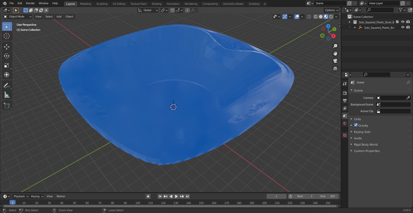 3D model Solo Squared Plastic Bowl Blue