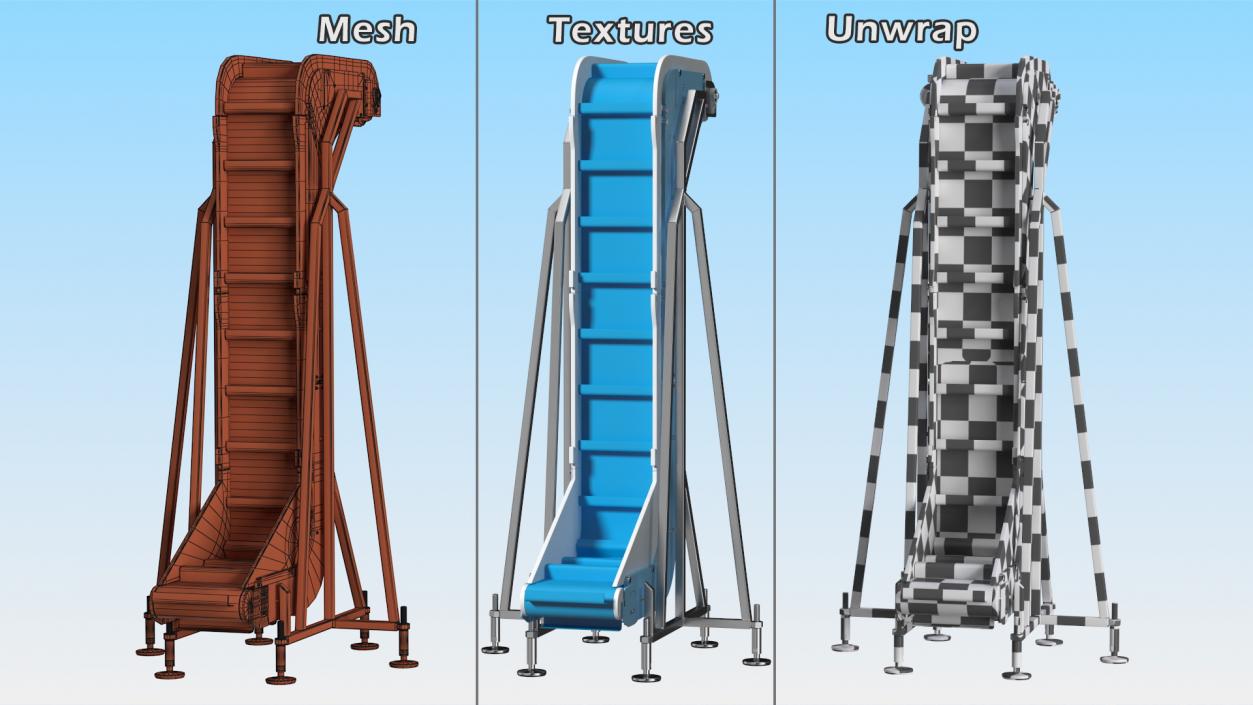 Vertical Food Conveyor Rigged 3D model