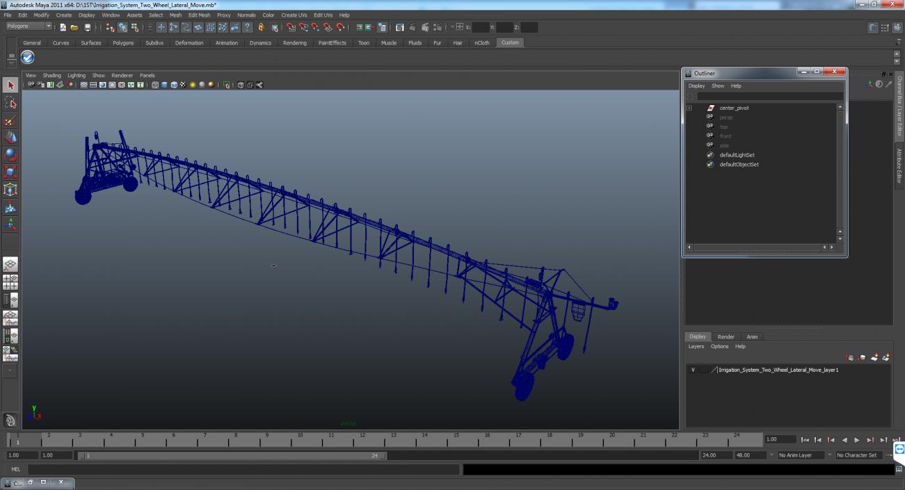 3D model Irrigation System Two Wheel Lateral Move