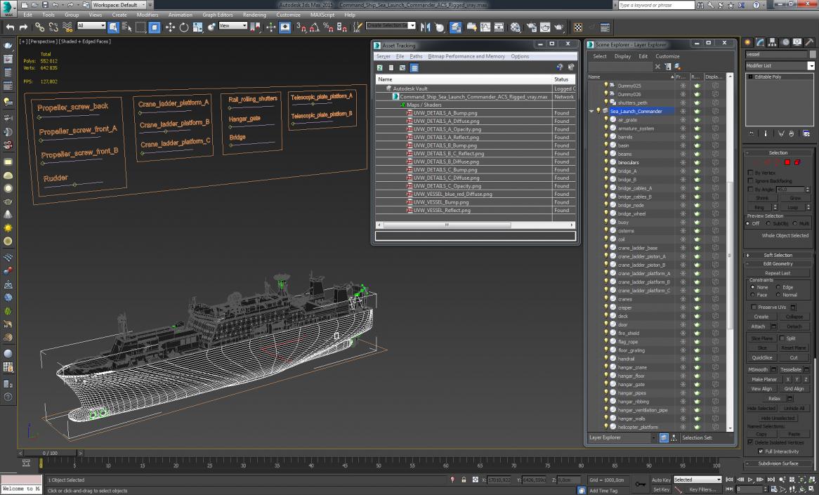 Command Ship Sea Launch Commander ACS Rigged 3D model