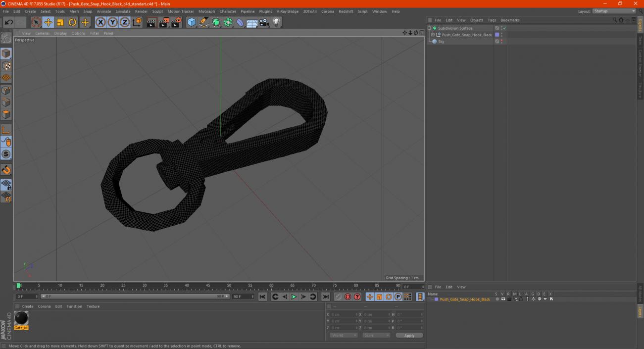 3D model Push Gate Snap Hook Black
