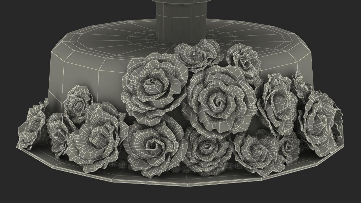 3D model White Three Tier Wedding Cake with Roses