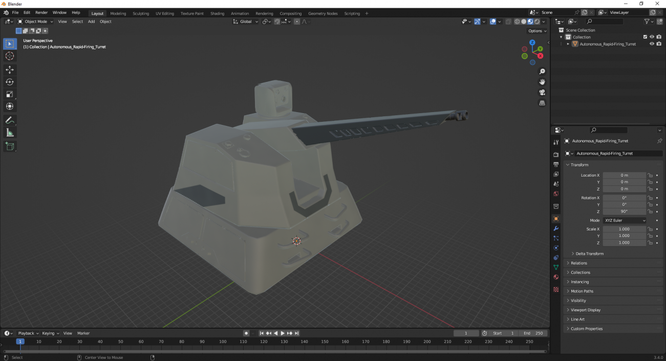 3D model Autonomous Rapid-Firing Turret