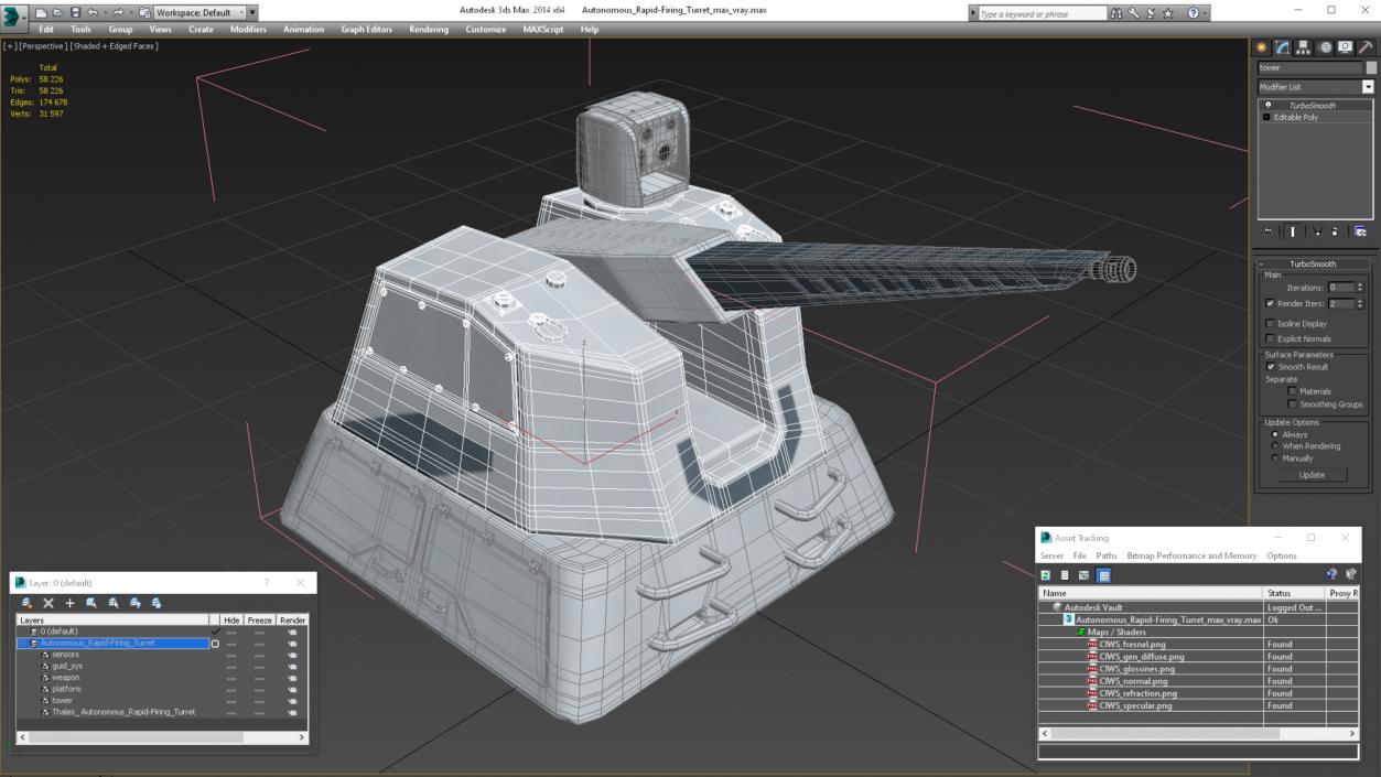 3D model Autonomous Rapid-Firing Turret