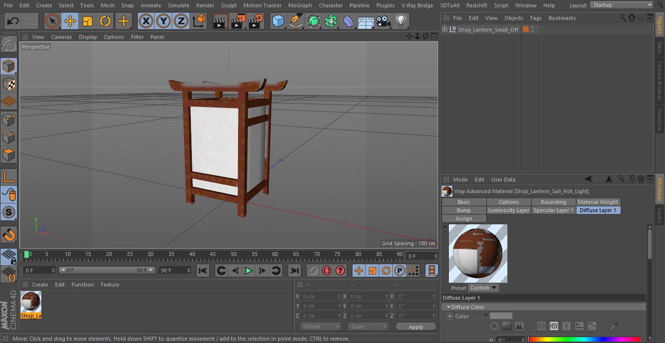 3D Shoji Lantern Small Off model