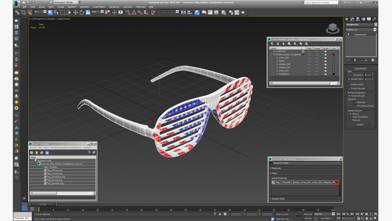 American Flag Shutter Sunglasses 3D