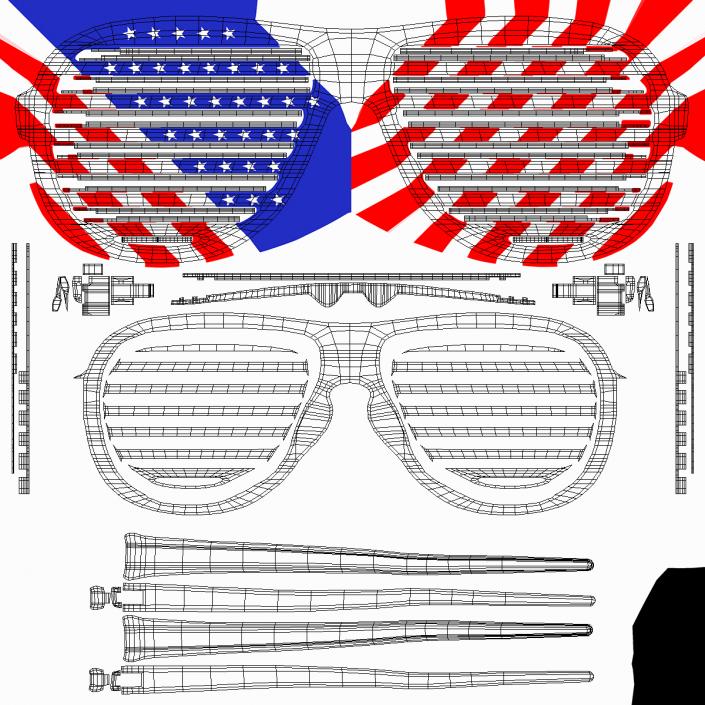 American Flag Shutter Sunglasses 3D