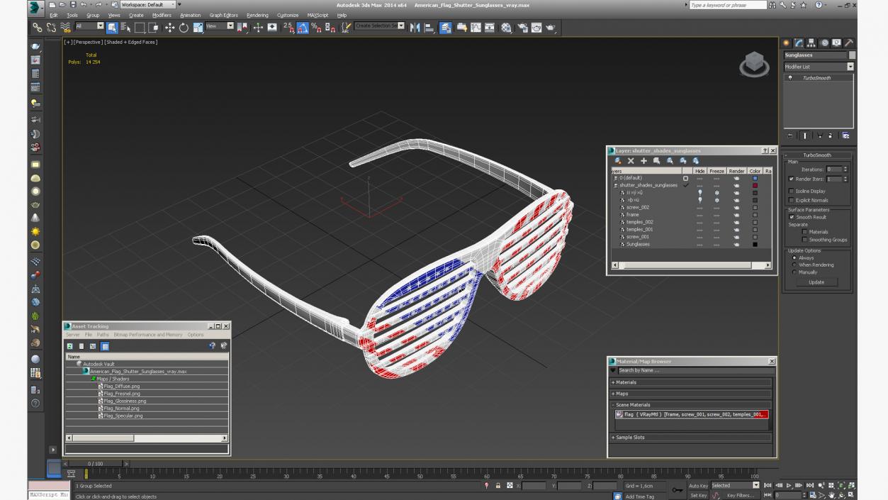 American Flag Shutter Sunglasses 3D