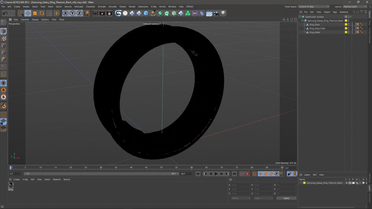 Samsung Galaxy Ring Titanium Black 3D model