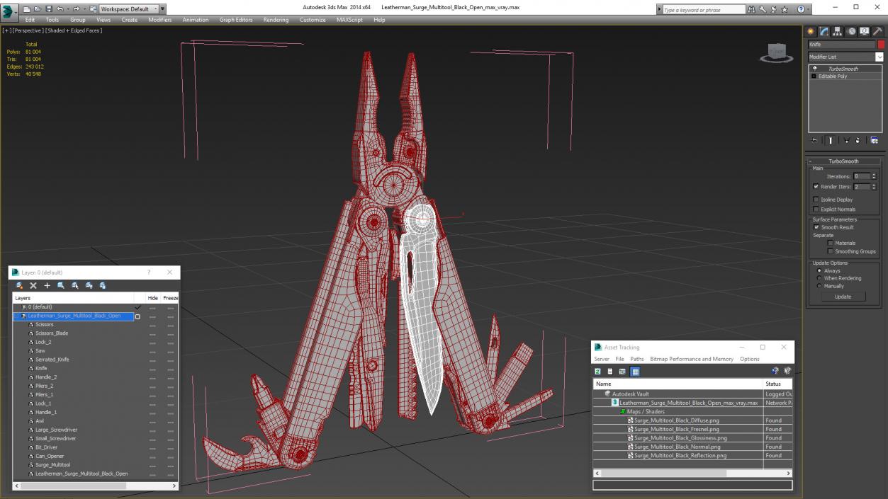 Leatherman Surge Multitool Black Open 3D