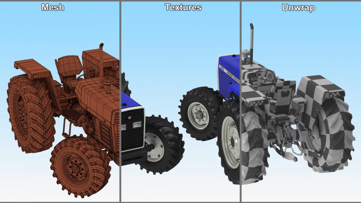 3D Massey Ferguson 385 Tractor Rigged for Maya model