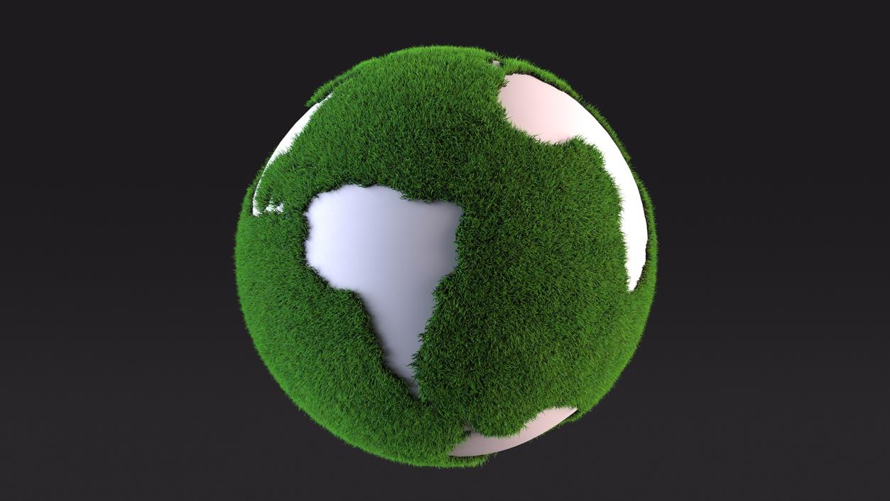 Stylized Earth with Grass Texture Fur 3D