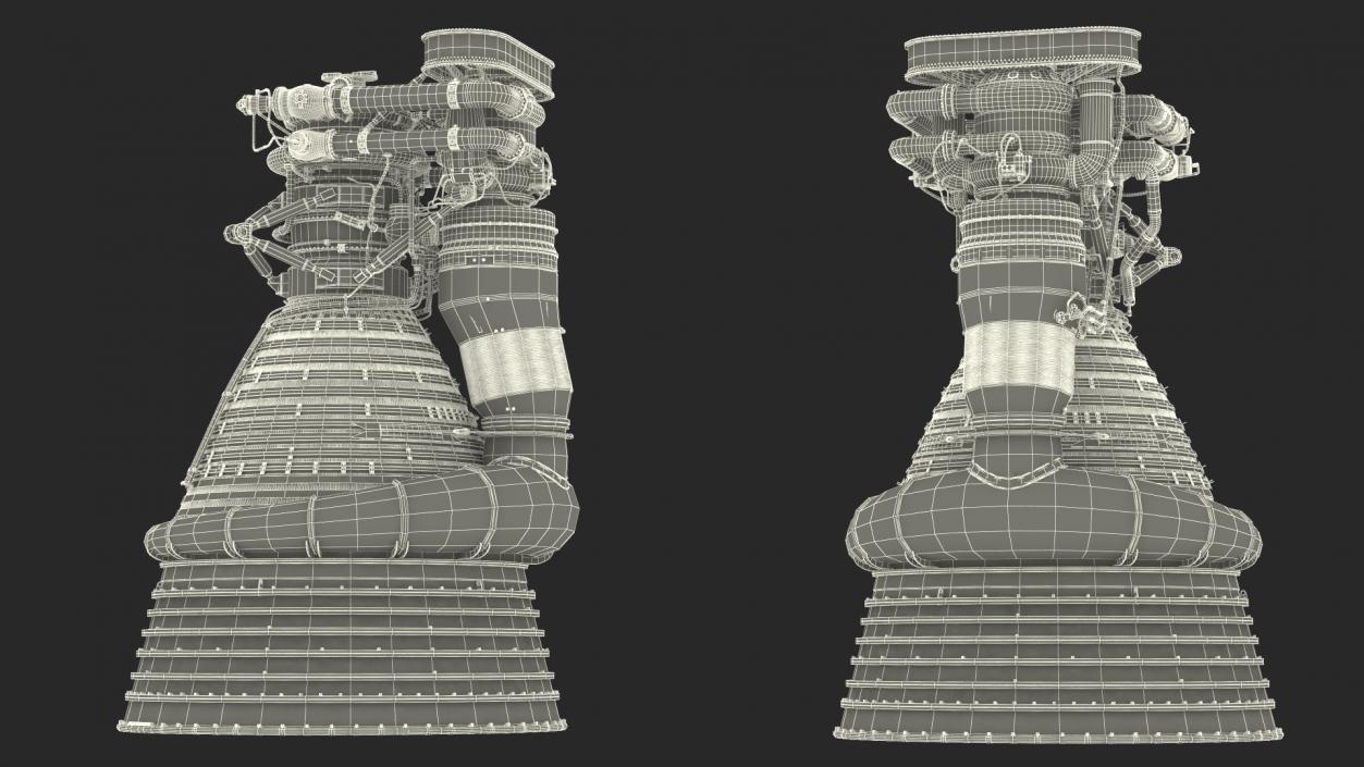 Rocket Engine F-1 with Intricate Piping 3D model