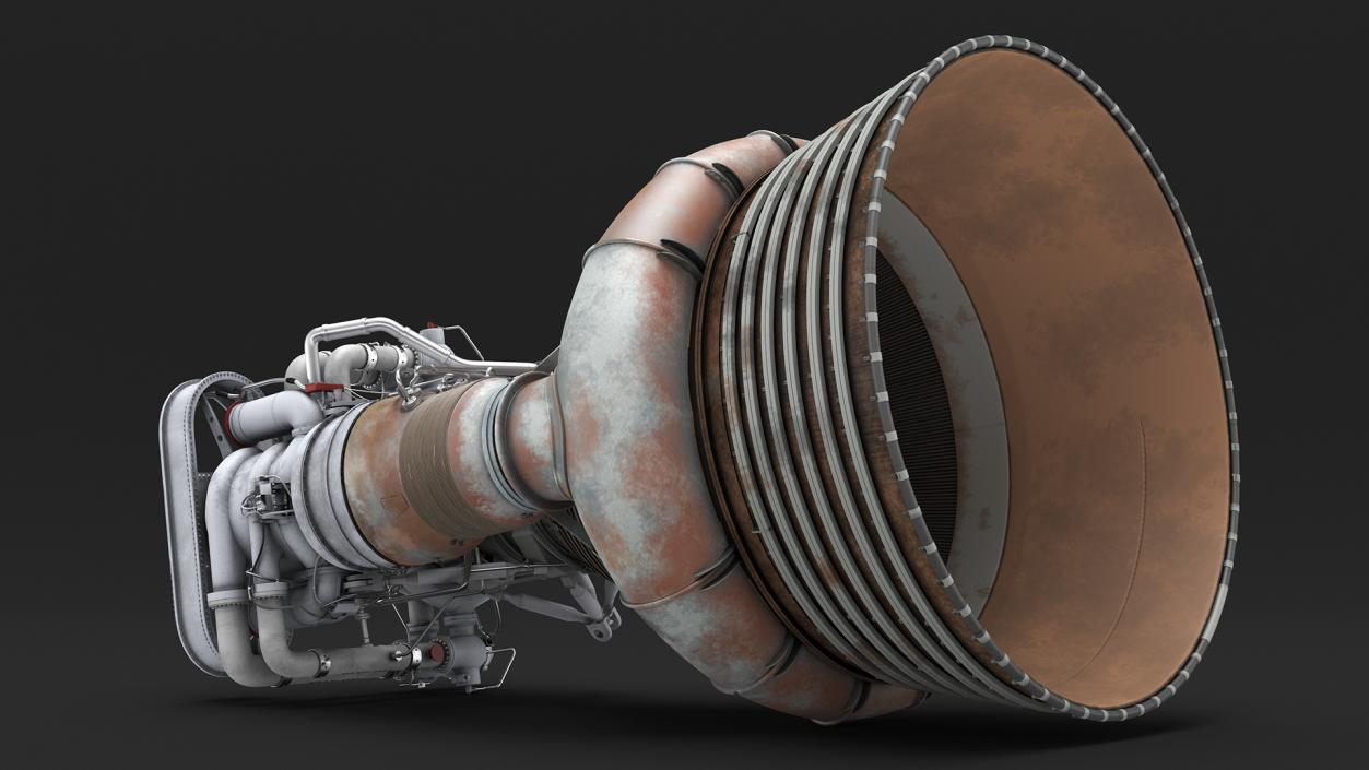 Rocket Engine F-1 with Intricate Piping 3D model