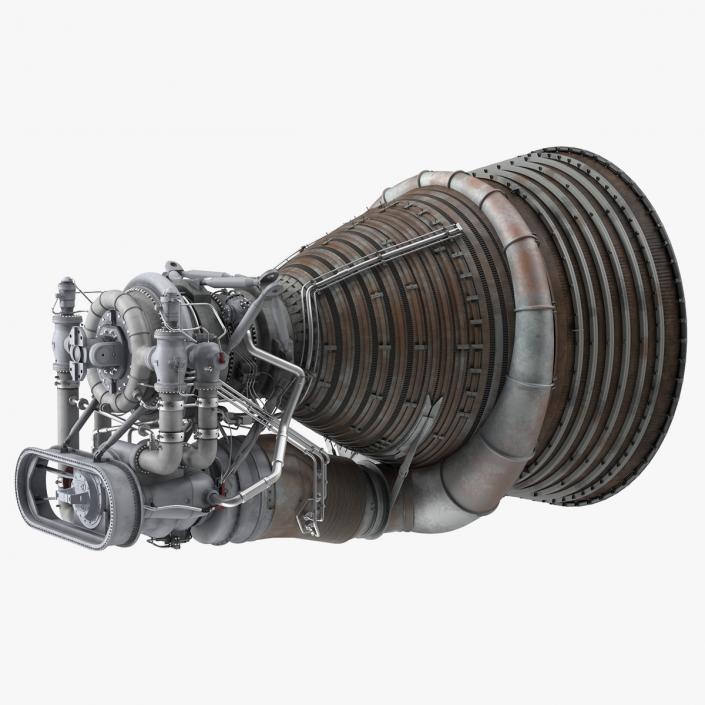 Rocket Engine F-1 with Intricate Piping 3D model