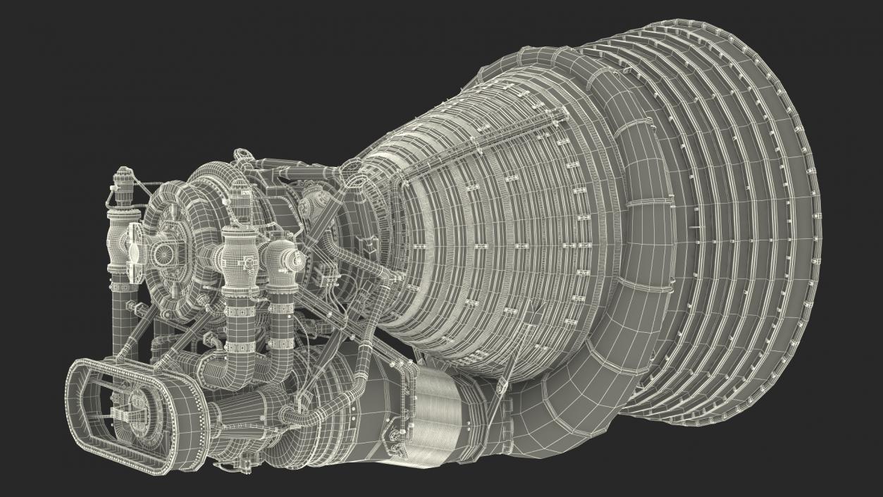 Rocket Engine F-1 with Intricate Piping 3D model