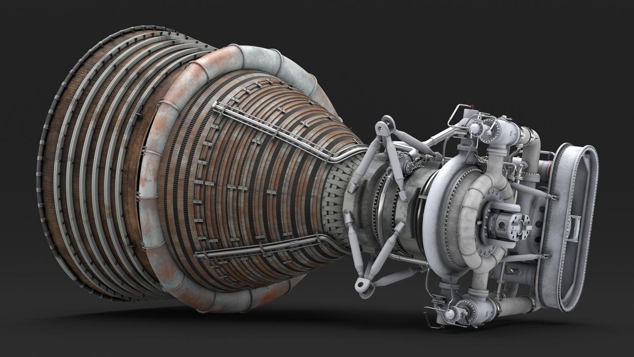 Rocket Engine F-1 with Intricate Piping 3D model