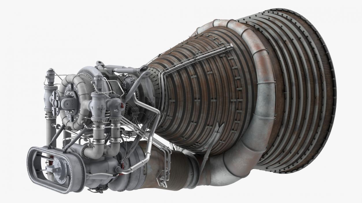 Rocket Engine F-1 with Intricate Piping 3D model