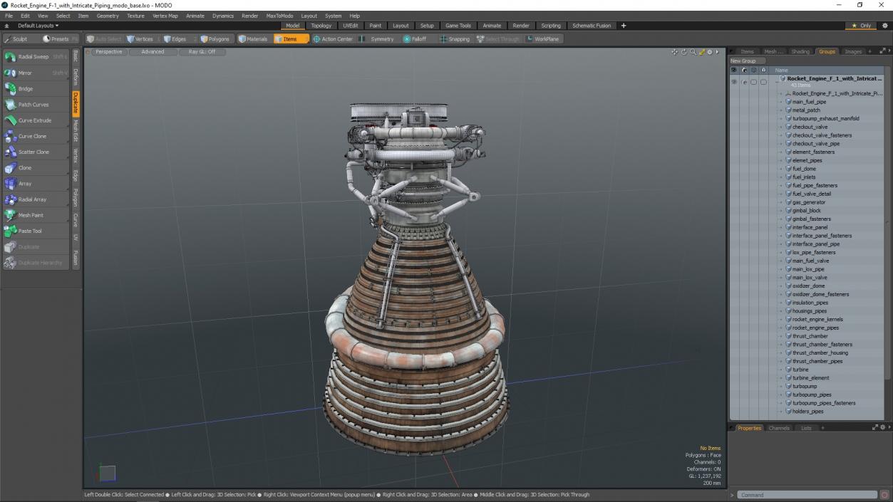 Rocket Engine F-1 with Intricate Piping 3D model