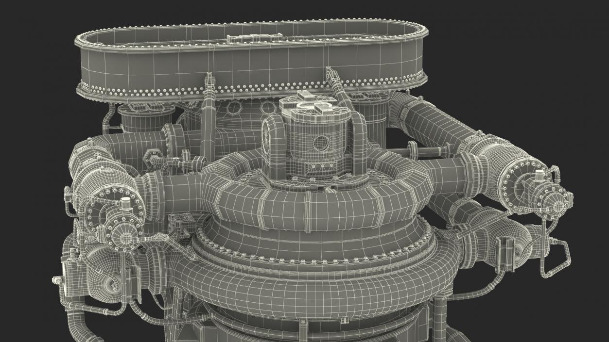 Rocket Engine F-1 with Intricate Piping 3D model