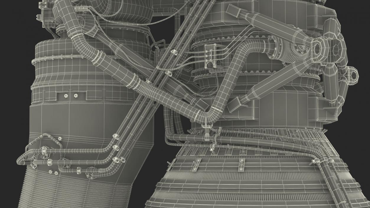 Rocket Engine F-1 with Intricate Piping 3D model