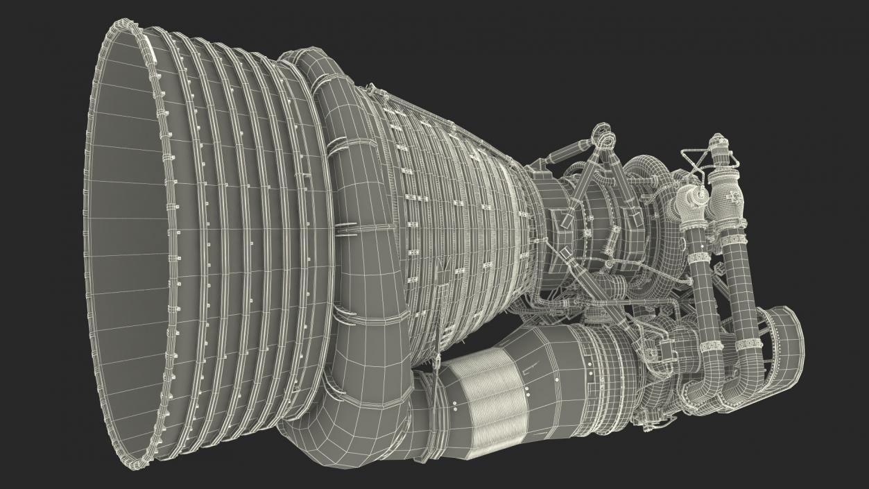 Rocket Engine F-1 with Intricate Piping 3D model