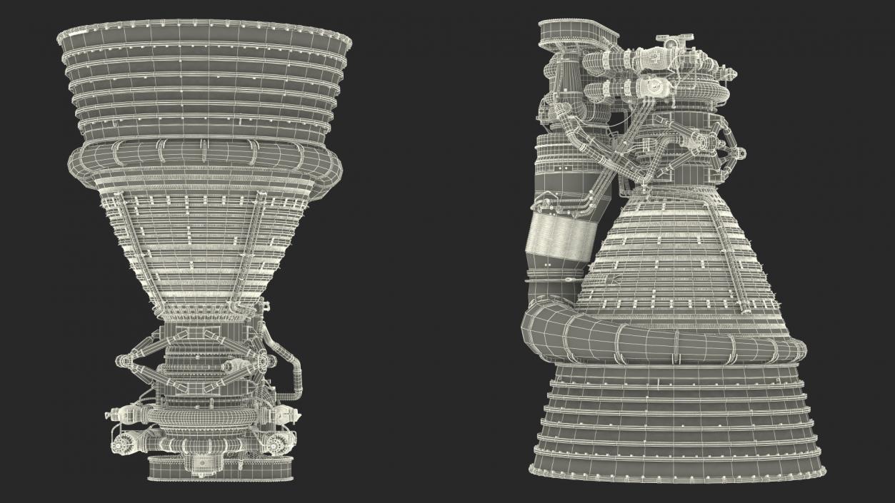 Rocket Engine F-1 with Intricate Piping 3D model