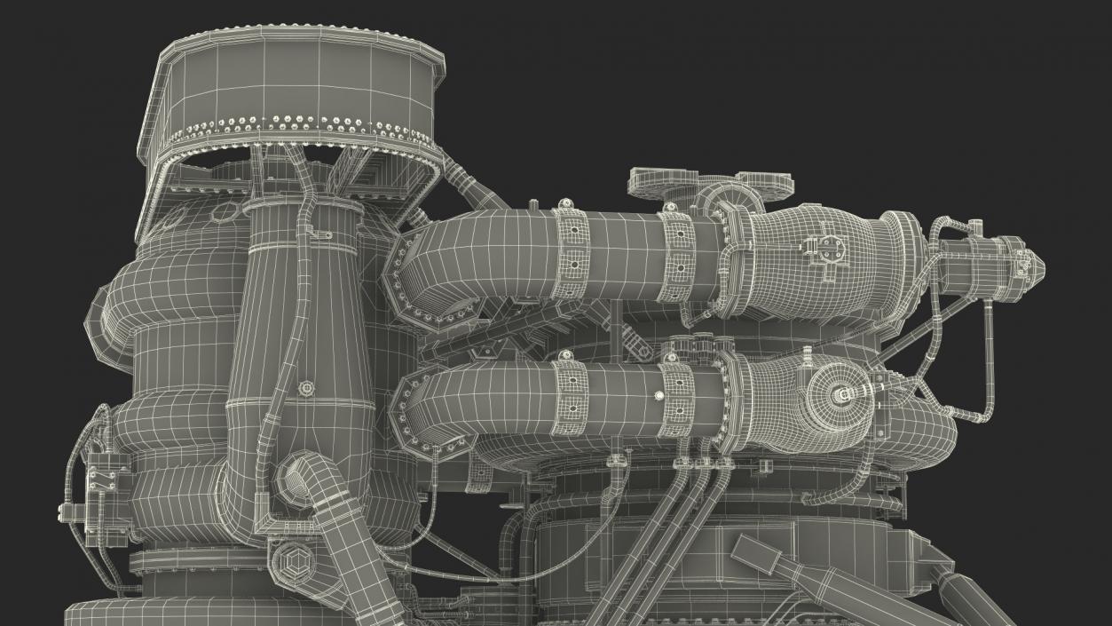 Rocket Engine F-1 with Intricate Piping 3D model