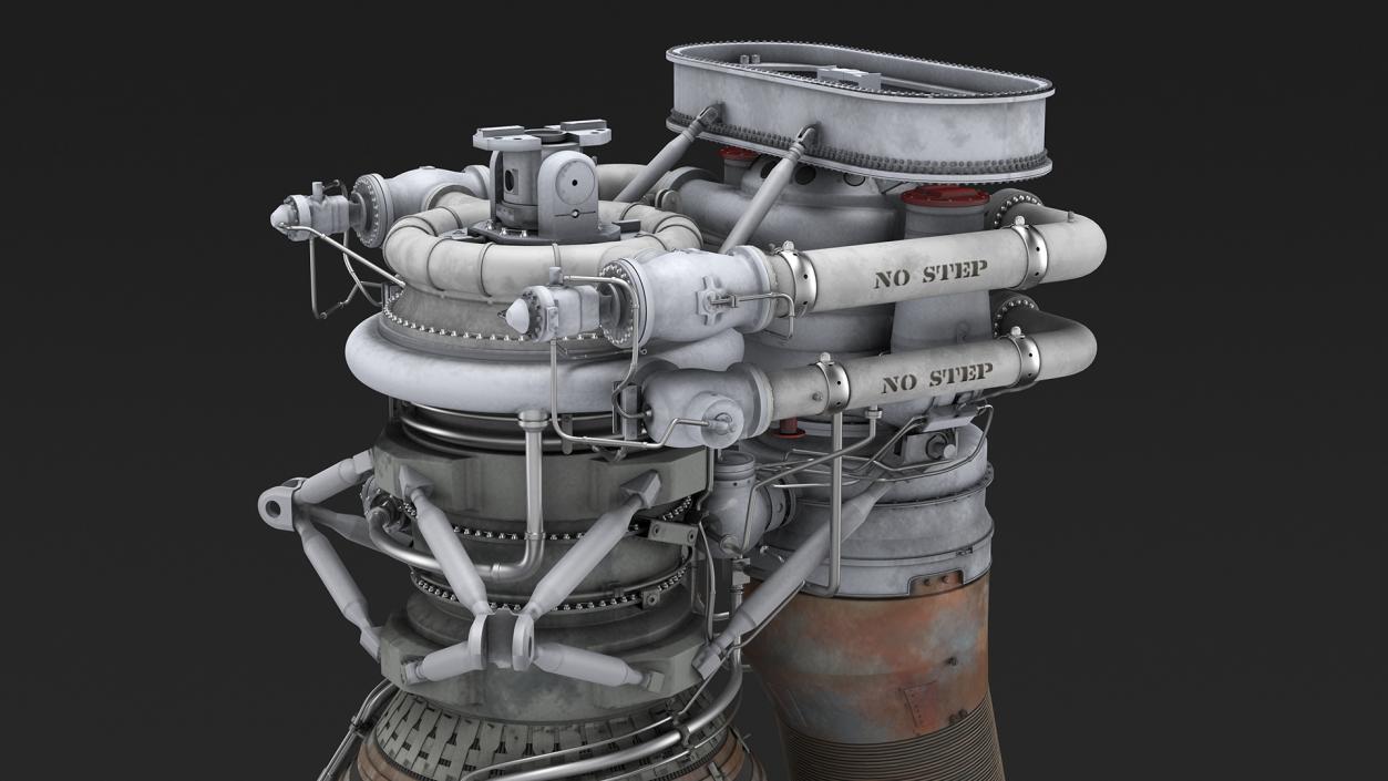 Rocket Engine F-1 with Intricate Piping 3D model