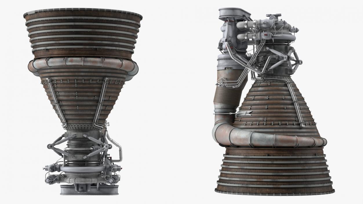 Rocket Engine F-1 with Intricate Piping 3D model