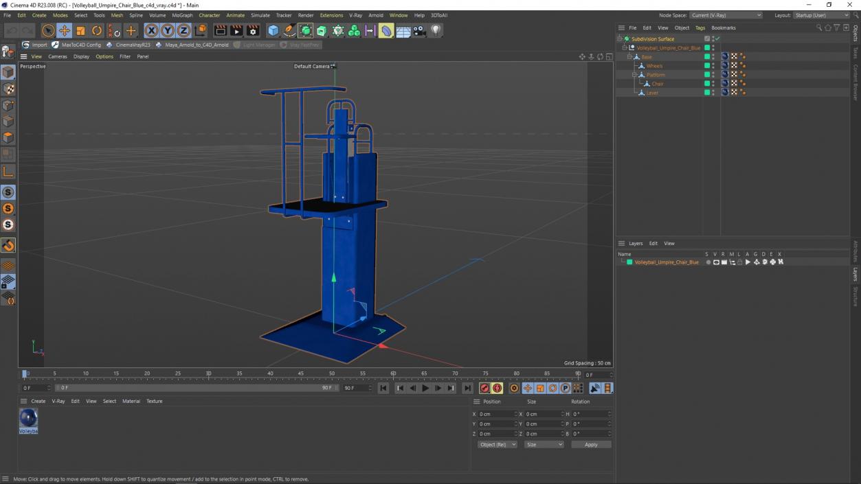 3D Volleyball Umpire Chair Blue model