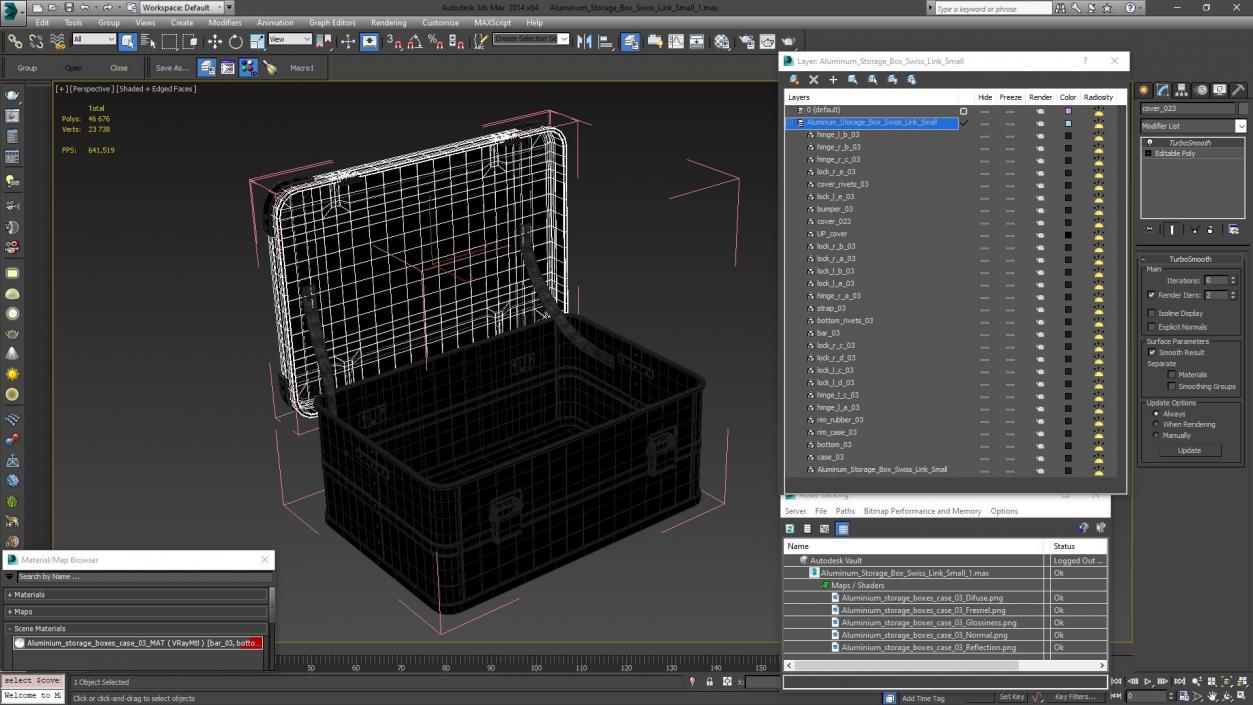 Aluminum Storage Box Swiss Link Small 3D