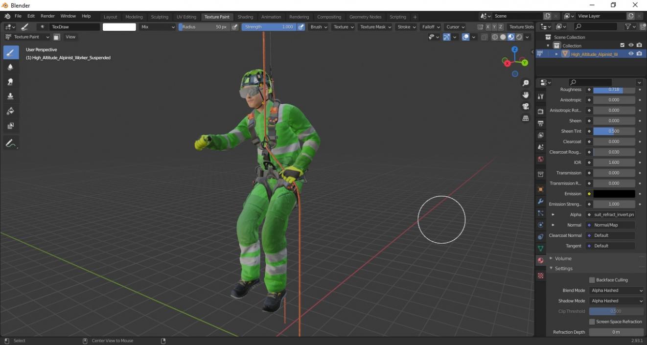 High Altitude Alpinist Worker Suspended 3D model