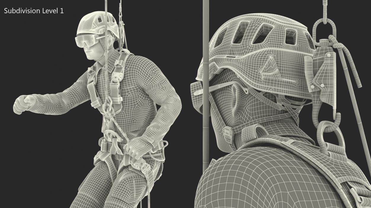 High Altitude Alpinist Worker Suspended 3D model