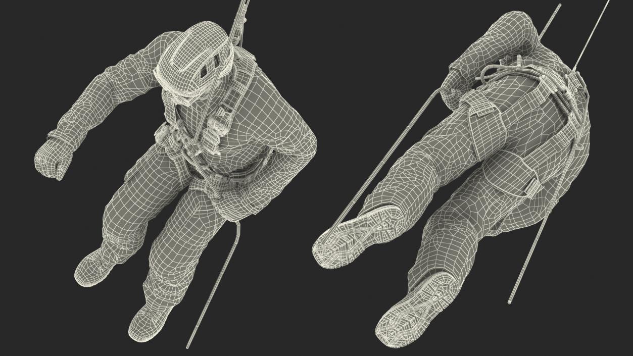 High Altitude Alpinist Worker Suspended 3D model