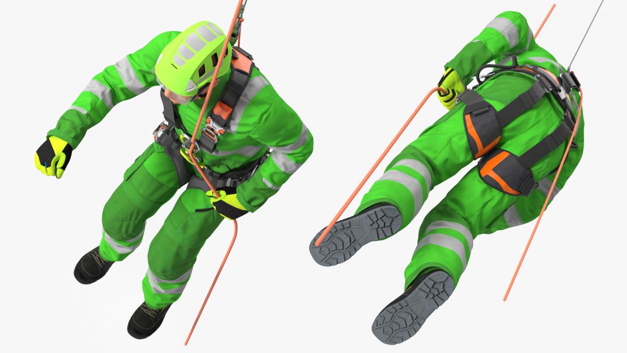 High Altitude Alpinist Worker Suspended 3D model