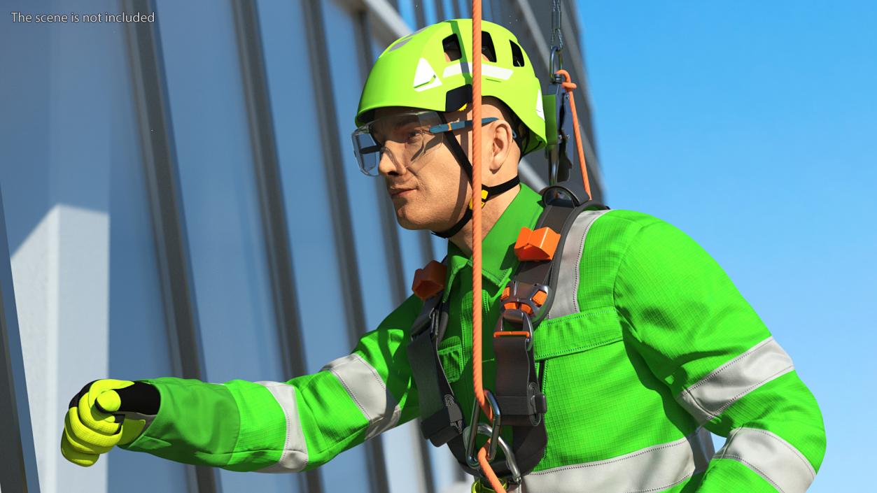 High Altitude Alpinist Worker Suspended 3D model