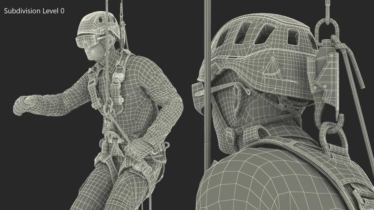 High Altitude Alpinist Worker Suspended 3D model