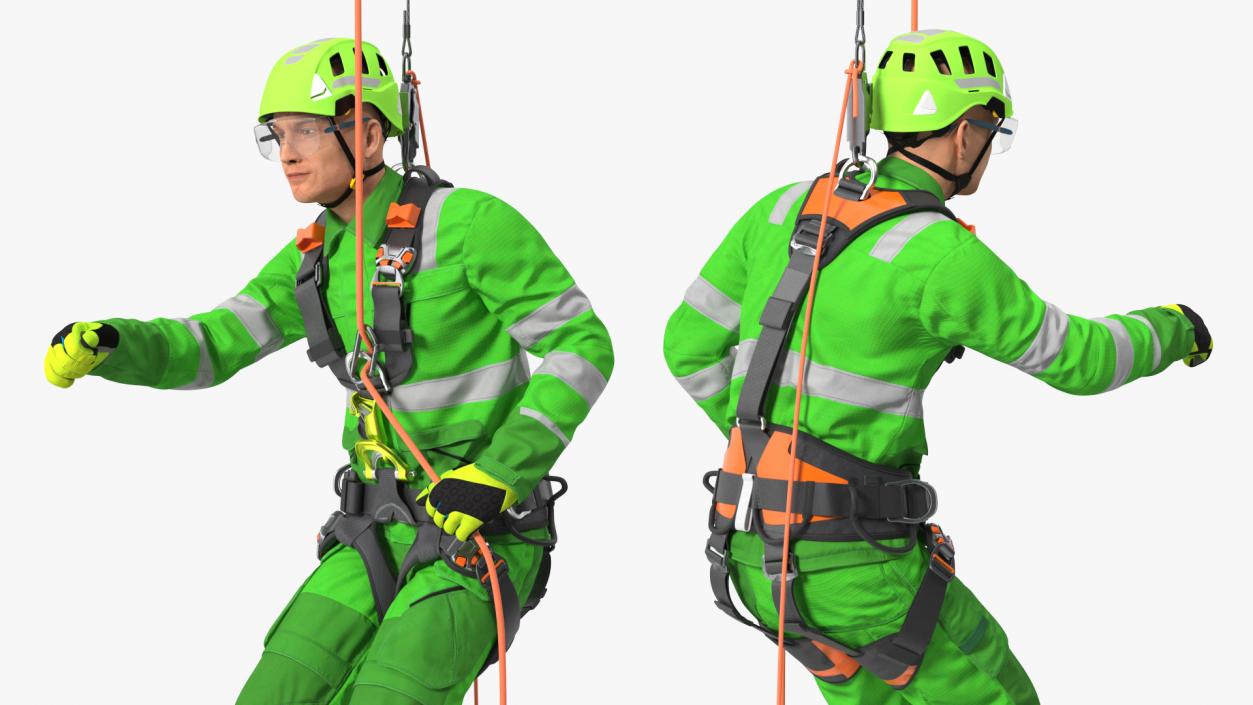 High Altitude Alpinist Worker Suspended 3D model