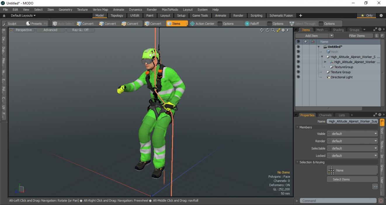 High Altitude Alpinist Worker Suspended 3D model