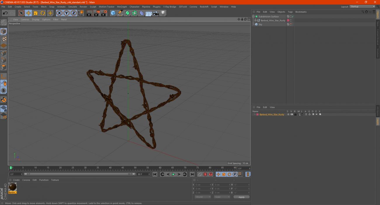 Barbed Wire Star Rusty 3D