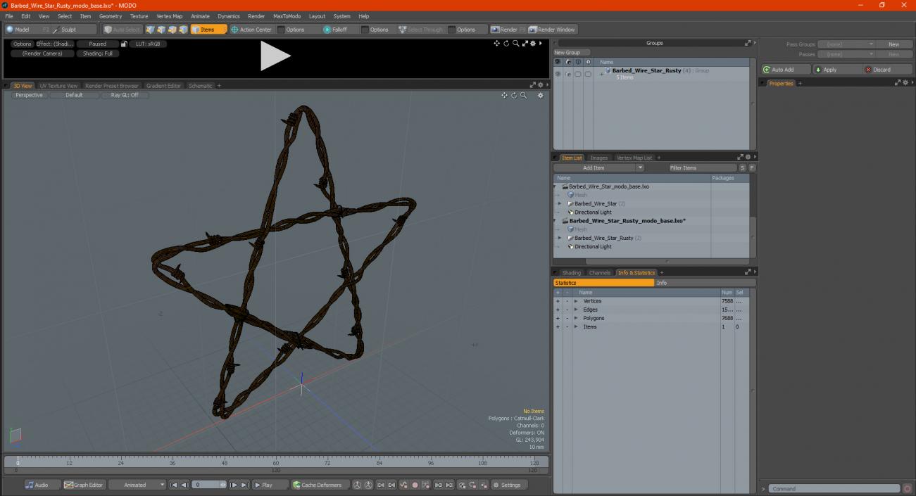 Barbed Wire Star Rusty 3D